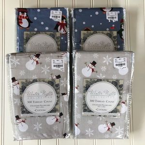 4 sets of Winter Nights Christmas Pillowcases